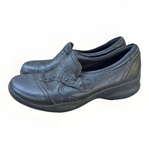 Clarks Slip On Shoes Women's Black Leather 5.5M In-Motion